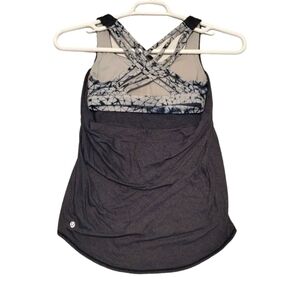 Lululemon Free to‎ be Wild Tank Top Size 4 Black Built In Bra Drape Open Back